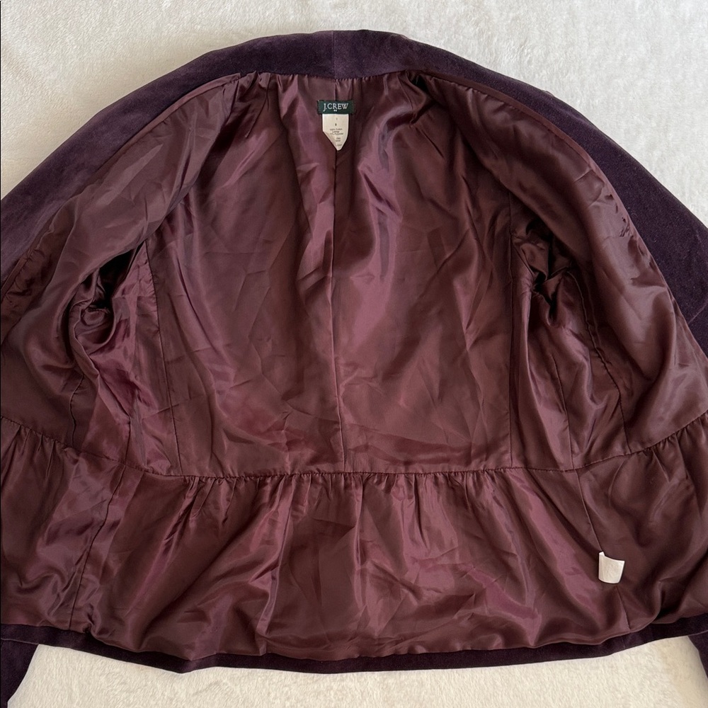 J. Crew | 2011 Eden Velvet Two Button Peplum Lined Blazer 30591 Purple (8) - Picture 8 of 15
